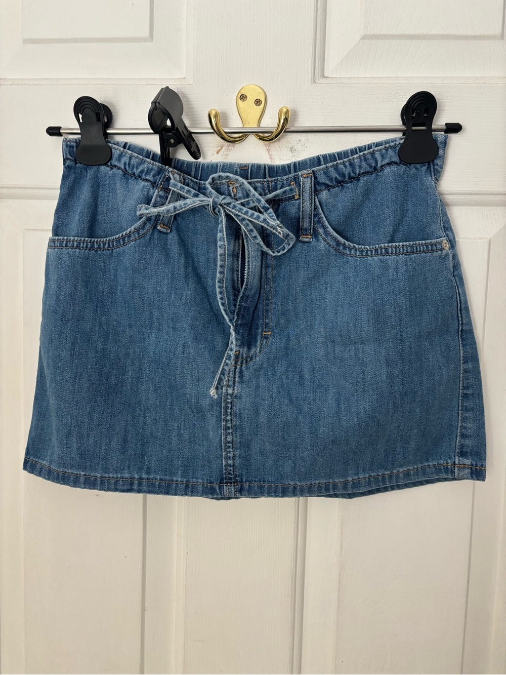 Zara Blue Denim Tie-Waist Mini Skirt
